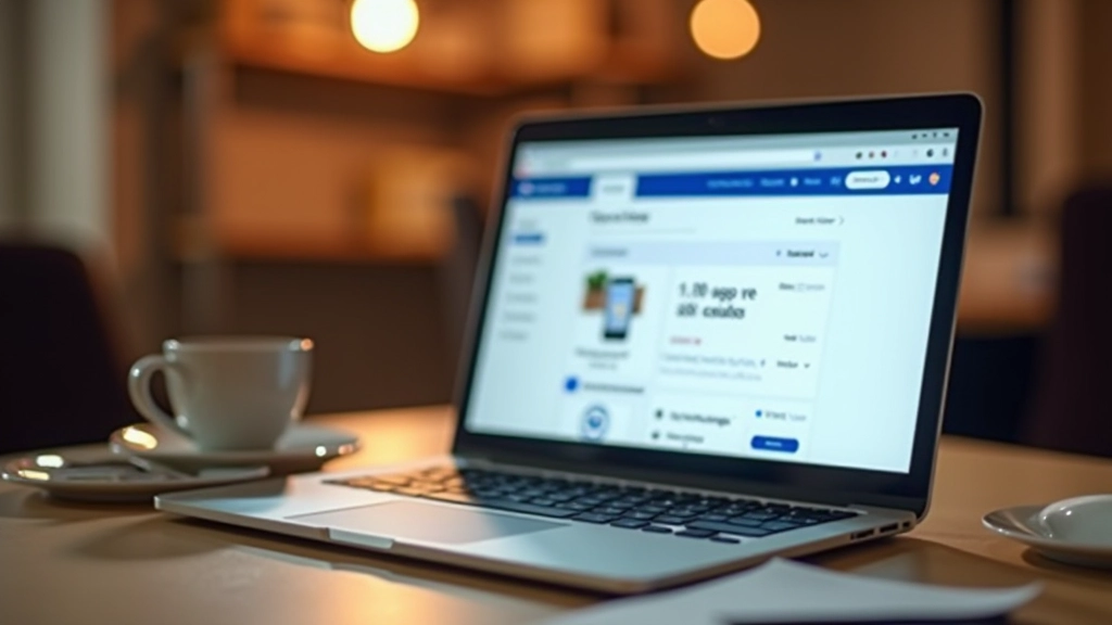 Ordinateur portable affichant une plateforme marketplace avec statistiques de vente