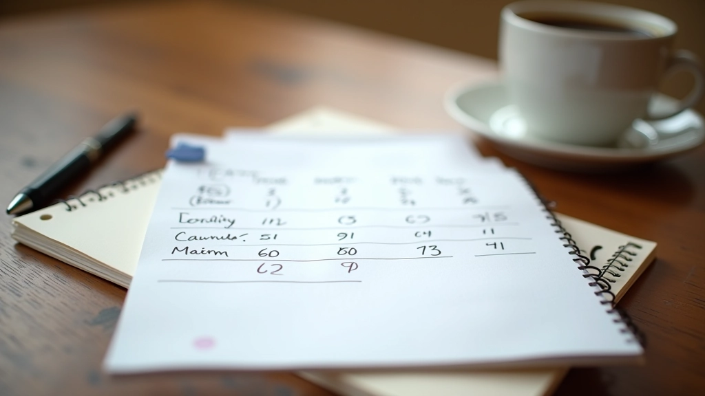 Cahier avec tableau de calcul et stylo pour optimiser les récompenses fidélité