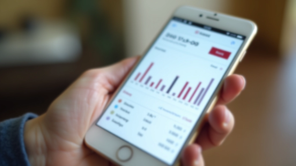 Écran de téléphone affichant une application d'investissement avec graphiques et portefeuille